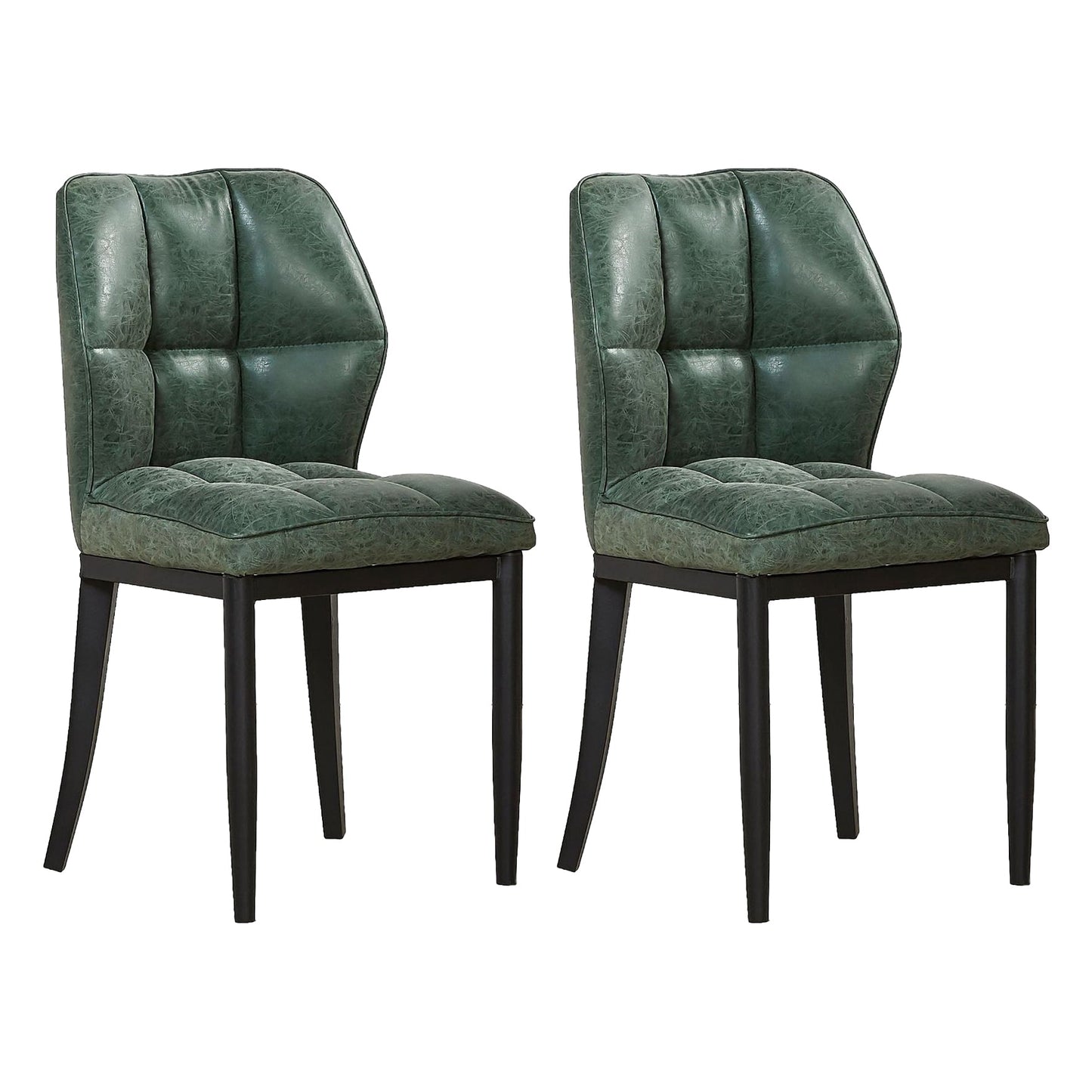 Leather Armless Dining Chairs Modern Upholstered Side Chairs with Metal Legs Blackish Green 2 Piece Set Black Clearhalo ' kitchen&dining_furn' 'Dining Chairs' 'Dining Tables & Seating' 'dining_chair' 'furn' 'furn_dining_chair' 'Furniture' 'furniture_dining_chair' 'Kitchen & Dining Furniture' 'kitchen' 3835869