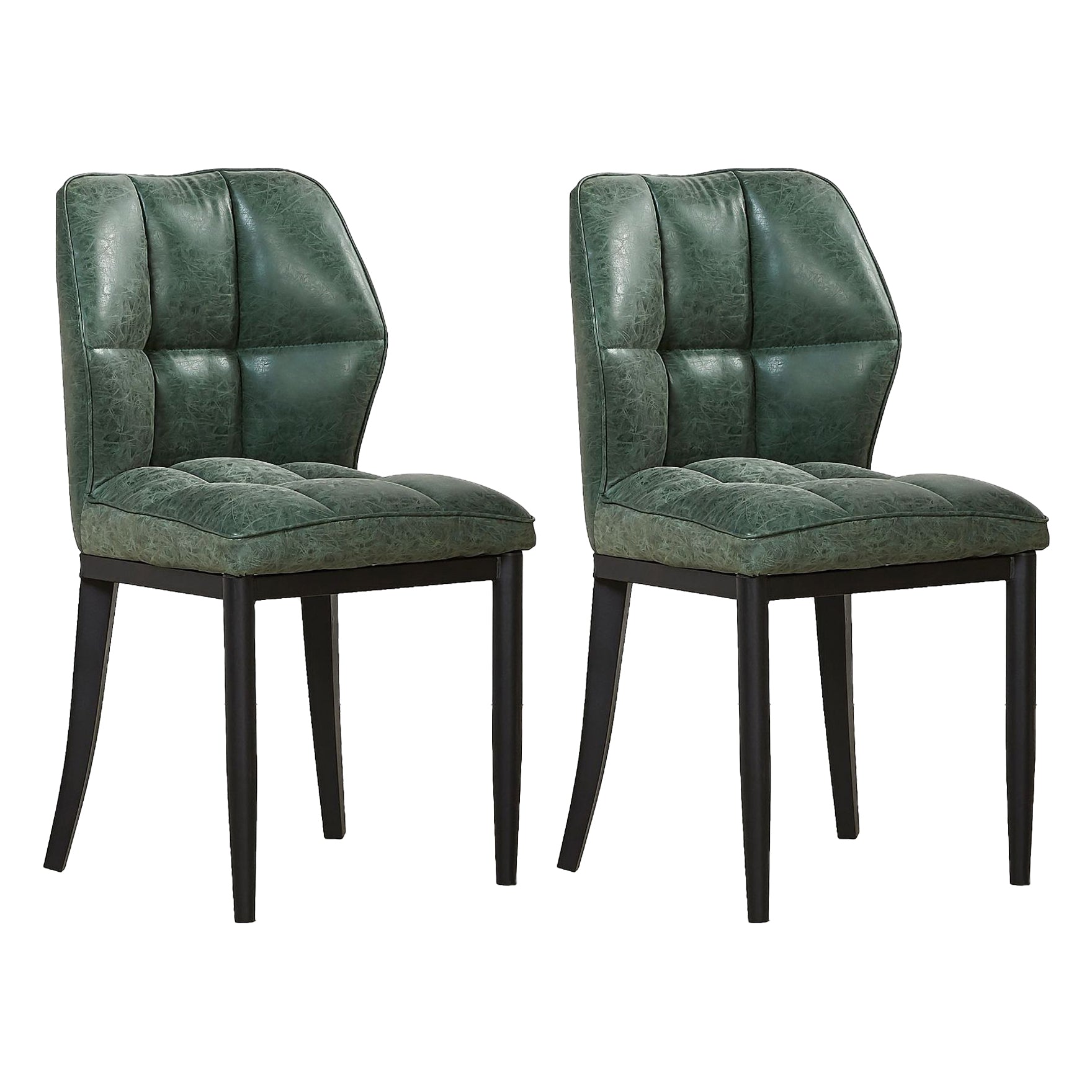 Leather Armless Dining Chairs Modern Upholstered Side Chairs with Metal Legs Blackish Green 2 Piece Set Black Clearhalo ' kitchen&dining_furn' 'Dining Chairs' 'Dining Tables & Seating' 'dining_chair' 'furn' 'furn_dining_chair' 'Furniture' 'furniture_dining_chair' 'Kitchen & Dining Furniture' 'kitchen' 3835869