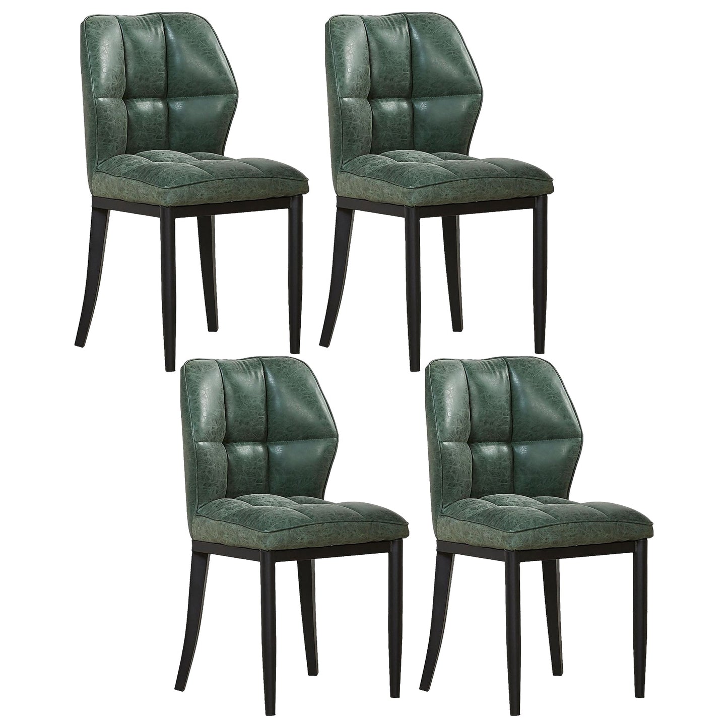 Leather Armless Dining Chairs Modern Upholstered Side Chairs with Metal Legs Blackish Green 4 Piece Set Black Clearhalo ' kitchen&dining_furn' 'Dining Chairs' 'Dining Tables & Seating' 'dining_chair' 'furn' 'furn_dining_chair' 'Furniture' 'furniture_dining_chair' 'Kitchen & Dining Furniture' 'kitchen' 3835870