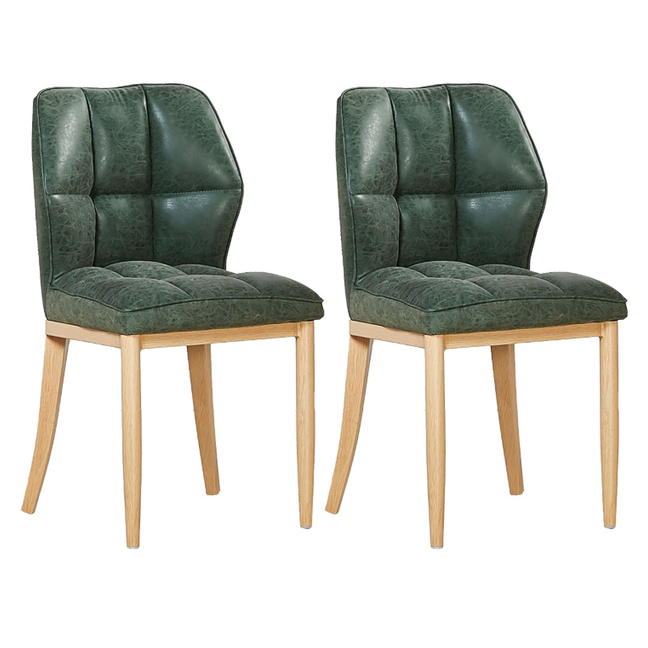 Leather Armless Dining Chairs Modern Upholstered Side Chairs with Metal Legs Blackish Green 2 Piece Set Natural Wood Clearhalo ' kitchen&dining_furn' 'Dining Chairs' 'Dining Tables & Seating' 'dining_chair' 'furn' 'furn_dining_chair' 'Furniture' 'furniture_dining_chair' 'Kitchen & Dining Furniture' 'kitchen' 3835872
