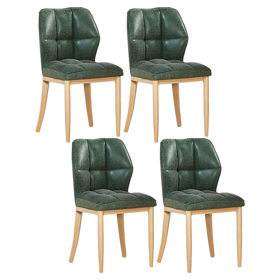 Leather Armless Dining Chairs Modern Upholstered Side Chairs with Metal Legs Blackish Green 4 Piece Set Natural Wood Clearhalo ' kitchen&dining_furn' 'Dining Chairs' 'Dining Tables & Seating' 'dining_chair' 'furn' 'furn_dining_chair' 'Furniture' 'furniture_dining_chair' 'Kitchen & Dining Furniture' 'kitchen' 3835873