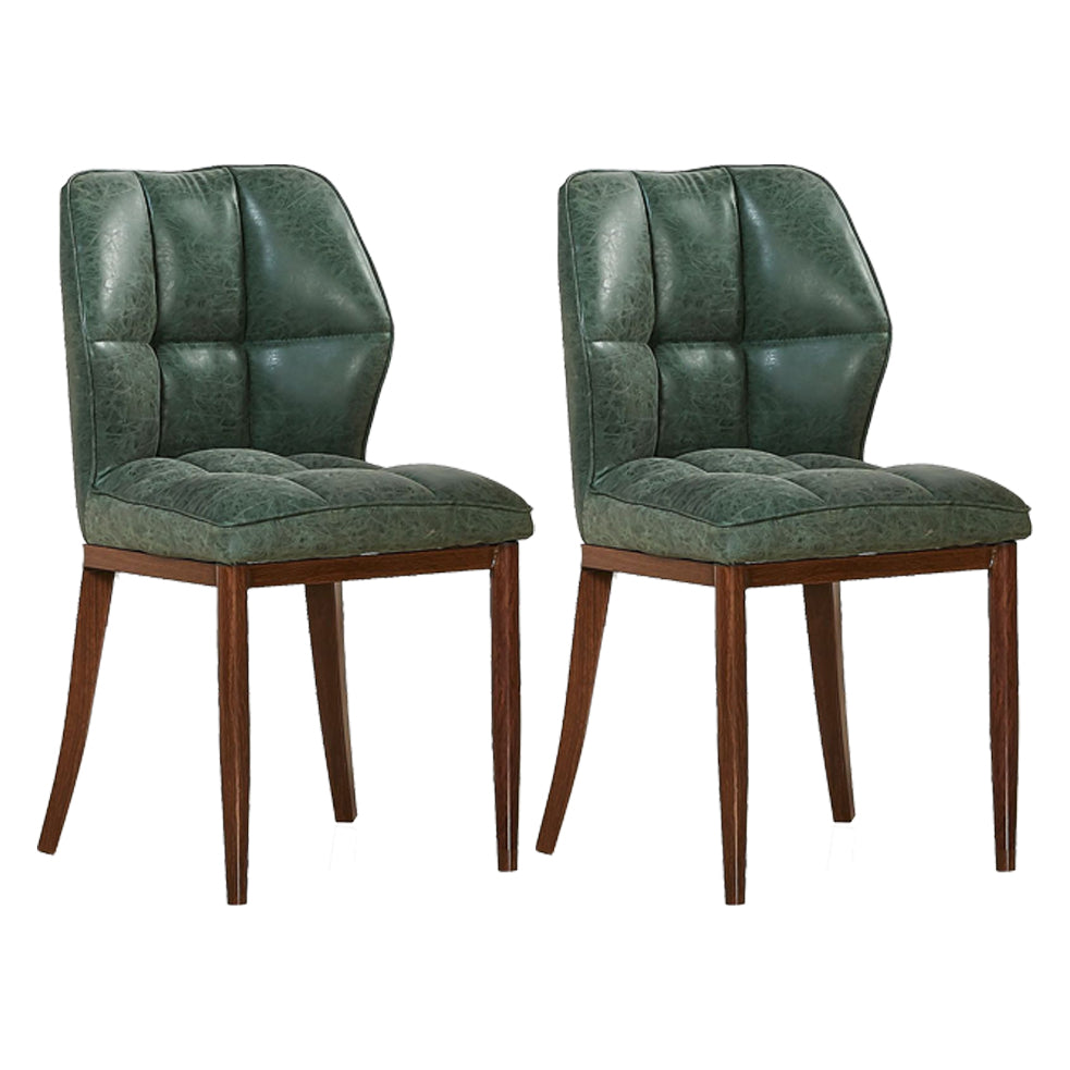 Leather Armless Dining Chairs Modern Upholstered Side Chairs with Metal Legs Blackish Green 2 Piece Set Walnut Clearhalo ' kitchen&dining_furn' 'Dining Chairs' 'Dining Tables & Seating' 'dining_chair' 'furn' 'furn_dining_chair' 'Furniture' 'furniture_dining_chair' 'Kitchen & Dining Furniture' 'kitchen' 3835875