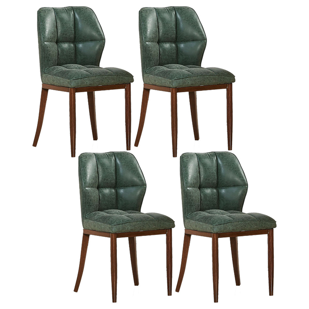 Leather Armless Dining Chairs Modern Upholstered Side Chairs with Metal Legs Blackish Green 4 Piece Set Walnut Clearhalo ' kitchen&dining_furn' 'Dining Chairs' 'Dining Tables & Seating' 'dining_chair' 'furn' 'furn_dining_chair' 'Furniture' 'furniture_dining_chair' 'Kitchen & Dining Furniture' 'kitchen' 3835876