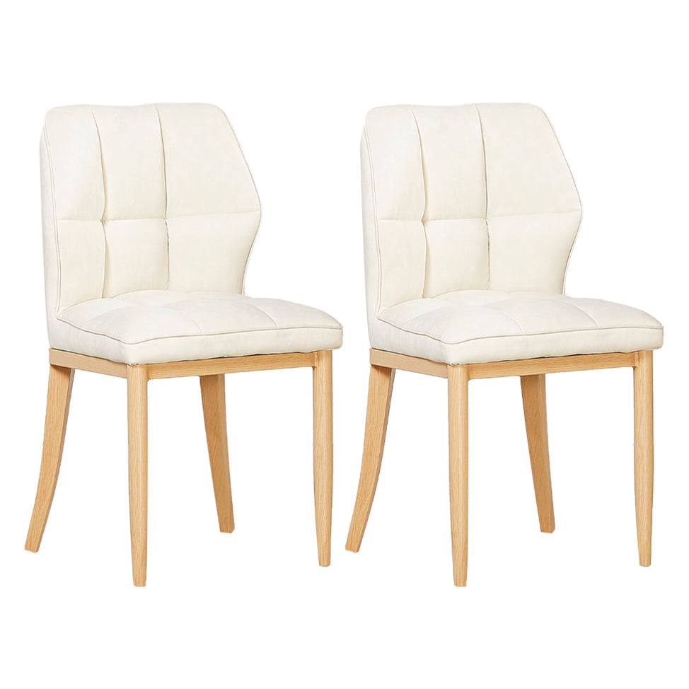 Leather Armless Dining Chairs Modern Upholstered Side Chairs with Metal Legs Off-White 2 Piece Set Natural Wood Clearhalo ' kitchen&dining_furn' 'Dining Chairs' 'Dining Tables & Seating' 'dining_chair' 'furn' 'furn_dining_chair' 'Furniture' 'furniture_dining_chair' 'Kitchen & Dining Furniture' 'kitchen' 3835881