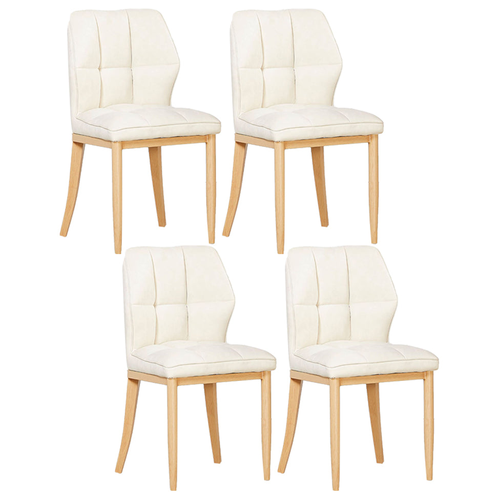 Leather Armless Dining Chairs Modern Upholstered Side Chairs with Metal Legs Off-White 4 Piece Set Natural Wood Clearhalo ' kitchen&dining_furn' 'Dining Chairs' 'Dining Tables & Seating' 'dining_chair' 'furn' 'furn_dining_chair' 'Furniture' 'furniture_dining_chair' 'Kitchen & Dining Furniture' 'kitchen' 3835882