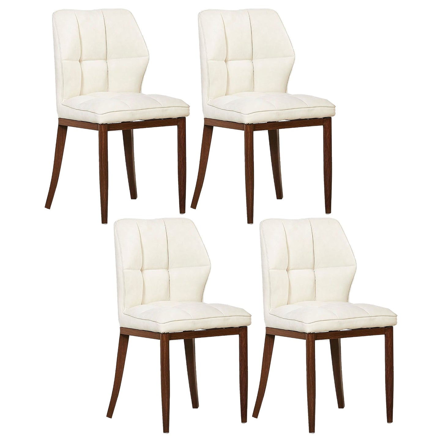 Leather Armless Dining Chairs Modern Upholstered Side Chairs with Metal Legs Off-White 4 Piece Set Walnut Clearhalo ' kitchen&dining_furn' 'Dining Chairs' 'Dining Tables & Seating' 'dining_chair' 'furn' 'furn_dining_chair' 'Furniture' 'furniture_dining_chair' 'Kitchen & Dining Furniture' 'kitchen' 3835884