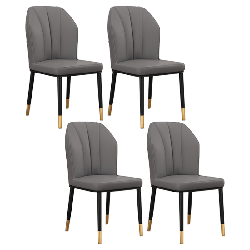 Modern Kitchen Leather Dining Chair 36"H Parsons Chair with Metal Legs Dark Gray 4 Piece Set Brass Gold Clearhalo ' kitchen&dining_furn' 'Dining Chairs' 'Dining Tables & Seating' 'dining_chair' 'furn' 'furn_dining_chair' 'Furniture' 'furniture_dining_chair' 'Kitchen & Dining Furniture' 'kitchen' 3835895