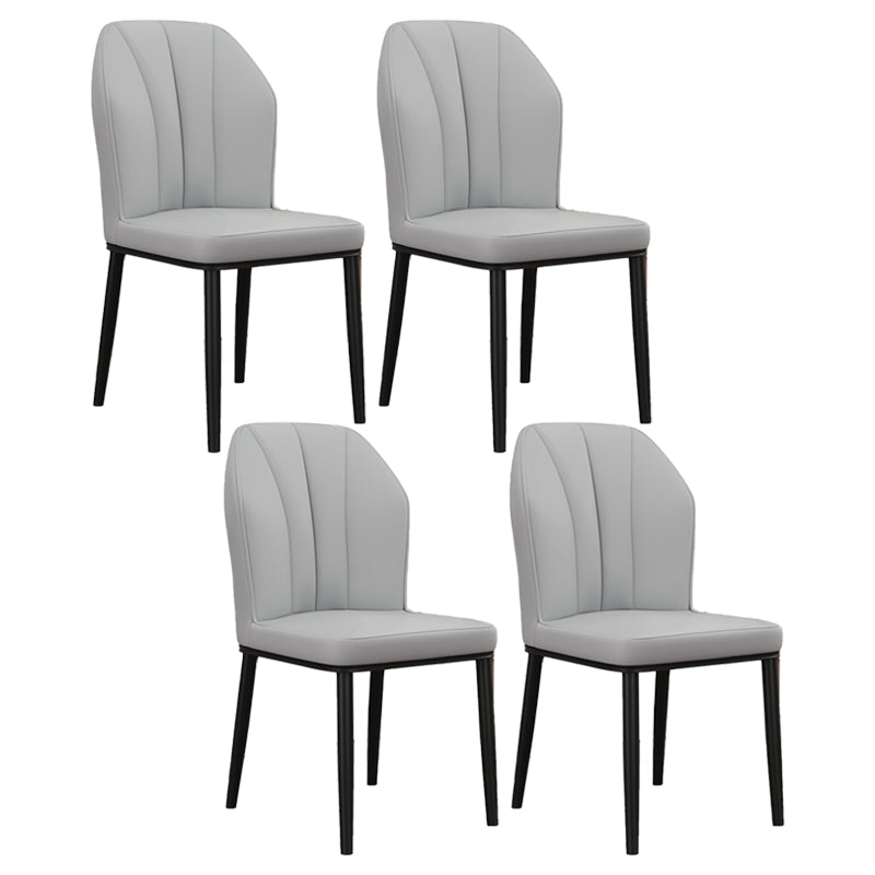 Modern Kitchen Leather Dining Chair 36"H Parsons Chair with Metal Legs Light Gray 4 Piece Set Black Clearhalo ' kitchen&dining_furn' 'Dining Chairs' 'Dining Tables & Seating' 'dining_chair' 'furn' 'furn_dining_chair' 'Furniture' 'furniture_dining_chair' 'Kitchen & Dining Furniture' 'kitchen' 3835901