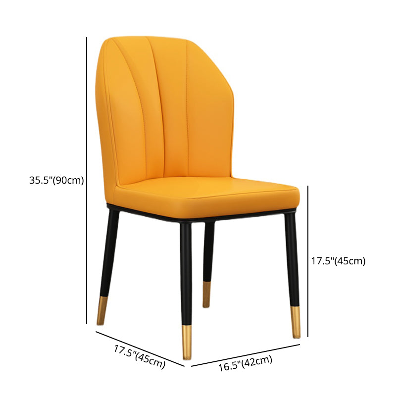 Modern Kitchen Leather Dining Chair 36"H Parsons Chair with Metal Legs Clearhalo ' kitchen&dining_furn' 'Dining Chairs' 'Dining Tables & Seating' 'dining_chair' 'furn' 'furn_dining_chair' 'Furniture' 'furniture_dining_chair' 'Kitchen & Dining Furniture' 'kitchen' 3835903