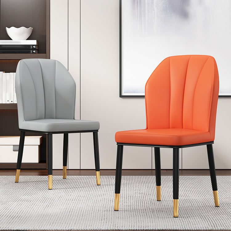 Modern Kitchen Leather Dining Chair 36"H Parsons Chair with Metal Legs Clearhalo ' kitchen&dining_furn' 'Dining Chairs' 'Dining Tables & Seating' 'dining_chair' 'furn' 'furn_dining_chair' 'Furniture' 'furniture_dining_chair' 'Kitchen & Dining Furniture' 'kitchen' 3835906