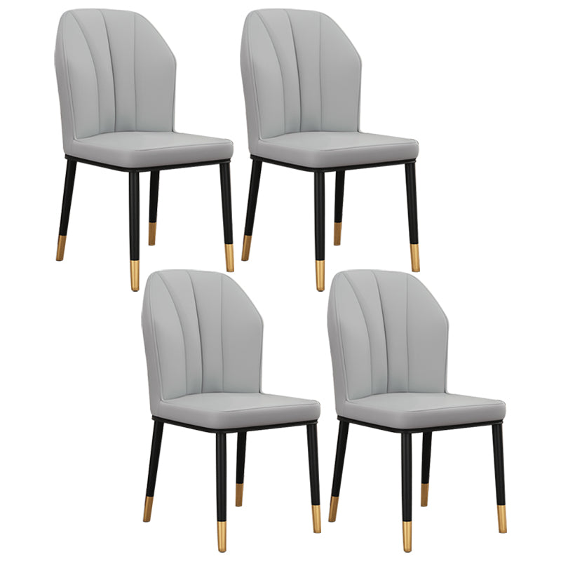 Modern Kitchen Leather Dining Chair 36"H Parsons Chair with Metal Legs Light Gray 4 Piece Set Brass Gold Clearhalo ' kitchen&dining_furn' 'Dining Chairs' 'Dining Tables & Seating' 'dining_chair' 'furn' 'furn_dining_chair' 'Furniture' 'furniture_dining_chair' 'Kitchen & Dining Furniture' 'kitchen' 3835908