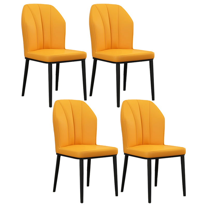 Modern Kitchen Leather Dining Chair 36"H Parsons Chair with Metal Legs Yellow 4 Piece Set Black Clearhalo ' kitchen&dining_furn' 'Dining Chairs' 'Dining Tables & Seating' 'dining_chair' 'furn' 'furn_dining_chair' 'Furniture' 'furniture_dining_chair' 'Kitchen & Dining Furniture' 'kitchen' 3835911