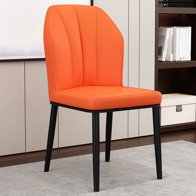 Modern Kitchen Leather Dining Chair 36"H Parsons Chair with Metal Legs Orange 1 Piece Black Clearhalo ' kitchen&dining_furn' 'Dining Chairs' 'Dining Tables & Seating' 'dining_chair' 'furn' 'furn_dining_chair' 'Furniture' 'furniture_dining_chair' 'Kitchen & Dining Furniture' 'kitchen' 3835915