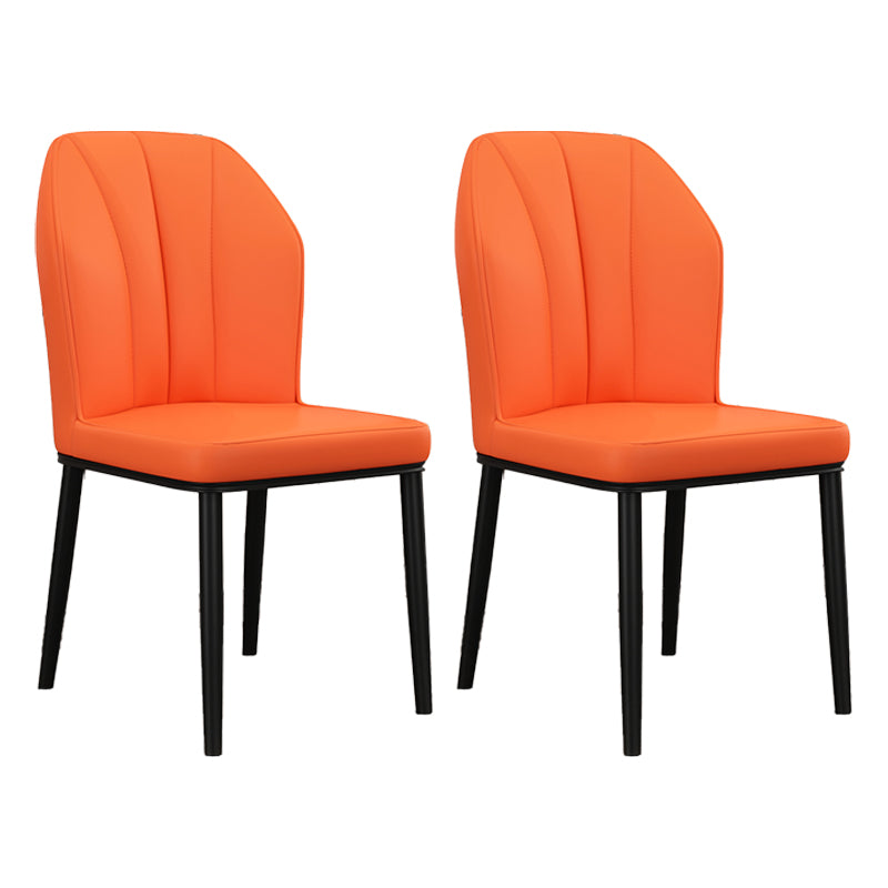 Modern Kitchen Leather Dining Chair 36"H Parsons Chair with Metal Legs Orange 2 Piece Set Black Clearhalo ' kitchen&dining_furn' 'Dining Chairs' 'Dining Tables & Seating' 'dining_chair' 'furn' 'furn_dining_chair' 'Furniture' 'furniture_dining_chair' 'Kitchen & Dining Furniture' 'kitchen' 3835916
