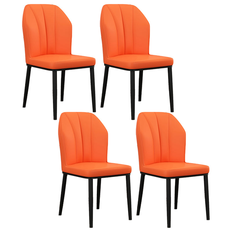 Modern Kitchen Leather Dining Chair 36"H Parsons Chair with Metal Legs Orange 4 Piece Set Black Clearhalo ' kitchen&dining_furn' 'Dining Chairs' 'Dining Tables & Seating' 'dining_chair' 'furn' 'furn_dining_chair' 'Furniture' 'furniture_dining_chair' 'Kitchen & Dining Furniture' 'kitchen' 3835917