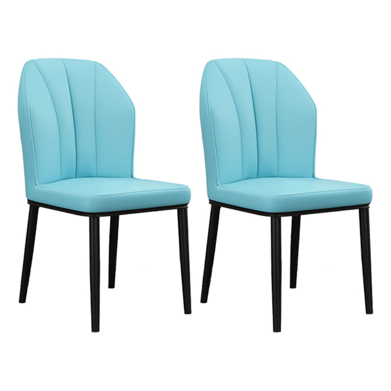 Modern Kitchen Leather Dining Chair 36"H Parsons Chair with Metal Legs Light Blue 2 Piece Set Black Clearhalo ' kitchen&dining_furn' 'Dining Chairs' 'Dining Tables & Seating' 'dining_chair' 'furn' 'furn_dining_chair' 'Furniture' 'furniture_dining_chair' 'Kitchen & Dining Furniture' 'kitchen' 3835922