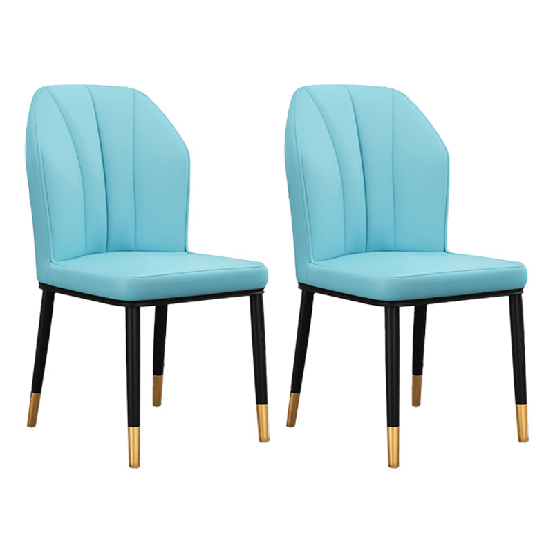 Modern Kitchen Leather Dining Chair 36"H Parsons Chair with Metal Legs Light Blue 2 Piece Set Brass Gold Clearhalo ' kitchen&dining_furn' 'Dining Chairs' 'Dining Tables & Seating' 'dining_chair' 'furn' 'furn_dining_chair' 'Furniture' 'furniture_dining_chair' 'Kitchen & Dining Furniture' 'kitchen' 3835925