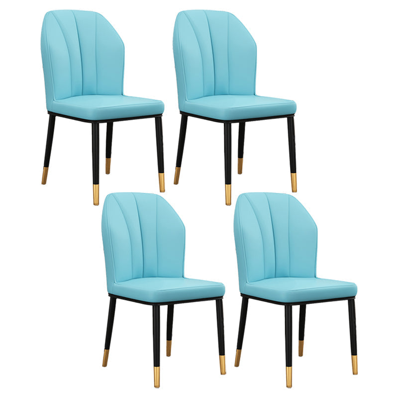 Modern Kitchen Leather Dining Chair 36"H Parsons Chair with Metal Legs Light Blue 4 Piece Set Brass Gold Clearhalo ' kitchen&dining_furn' 'Dining Chairs' 'Dining Tables & Seating' 'dining_chair' 'furn' 'furn_dining_chair' 'Furniture' 'furniture_dining_chair' 'Kitchen & Dining Furniture' 'kitchen' 3835926