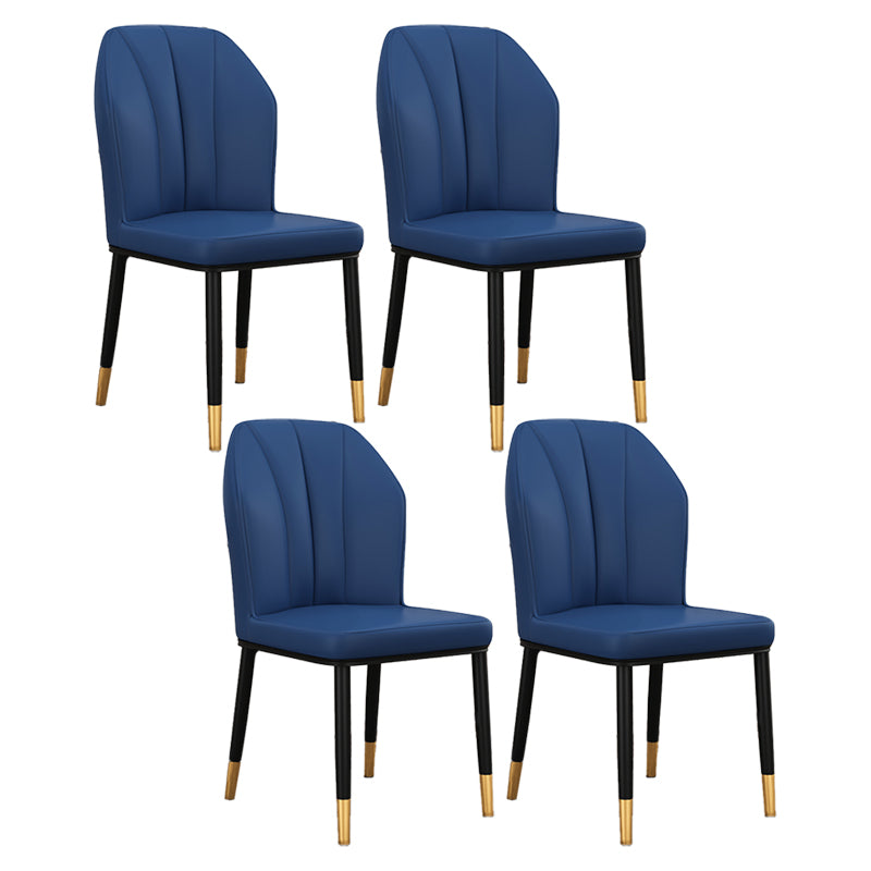 Modern Kitchen Leather Dining Chair 36"H Parsons Chair with Metal Legs Dark Blue 4 Piece Set Brass Gold Clearhalo ' kitchen&dining_furn' 'Dining Chairs' 'Dining Tables & Seating' 'dining_chair' 'furn' 'furn_dining_chair' 'Furniture' 'furniture_dining_chair' 'Kitchen & Dining Furniture' 'kitchen' 3835932
