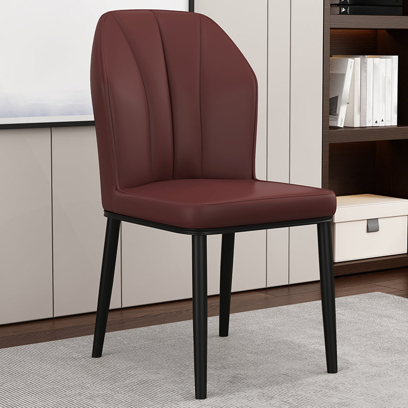 Modern Kitchen Leather Dining Chair 36"H Parsons Chair with Metal Legs Dark Coffee 1 Piece Black Clearhalo ' kitchen&dining_furn' 'Dining Chairs' 'Dining Tables & Seating' 'dining_chair' 'furn' 'furn_dining_chair' 'Furniture' 'furniture_dining_chair' 'Kitchen & Dining Furniture' 'kitchen' 3835933