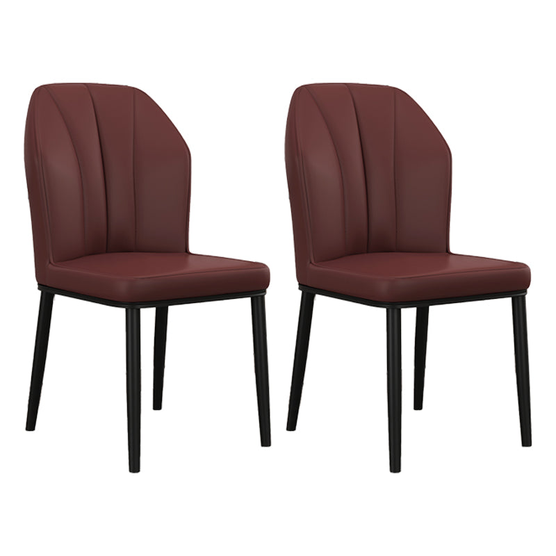 Modern Kitchen Leather Dining Chair 36"H Parsons Chair with Metal Legs Dark Coffee 2 Piece Set Black Clearhalo ' kitchen&dining_furn' 'Dining Chairs' 'Dining Tables & Seating' 'dining_chair' 'furn' 'furn_dining_chair' 'Furniture' 'furniture_dining_chair' 'Kitchen & Dining Furniture' 'kitchen' 3835934