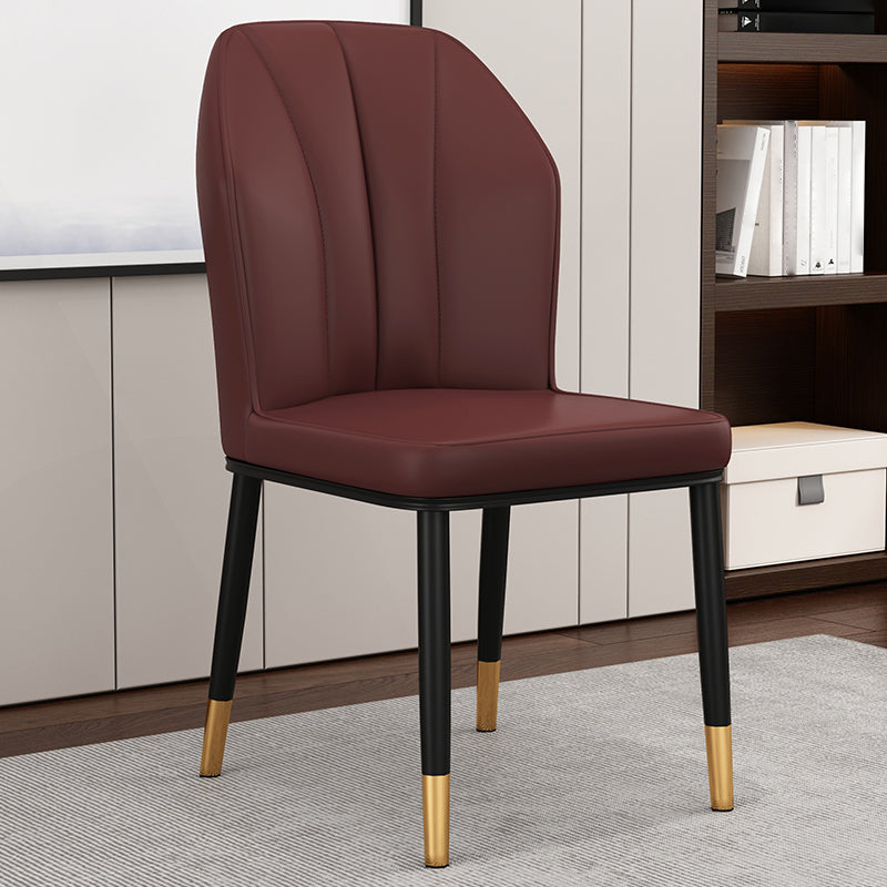 Modern Kitchen Leather Dining Chair 36"H Parsons Chair with Metal Legs Dark Coffee 1 Piece Brass Gold Clearhalo ' kitchen&dining_furn' 'Dining Chairs' 'Dining Tables & Seating' 'dining_chair' 'furn' 'furn_dining_chair' 'Furniture' 'furniture_dining_chair' 'Kitchen & Dining Furniture' 'kitchen' 3835936