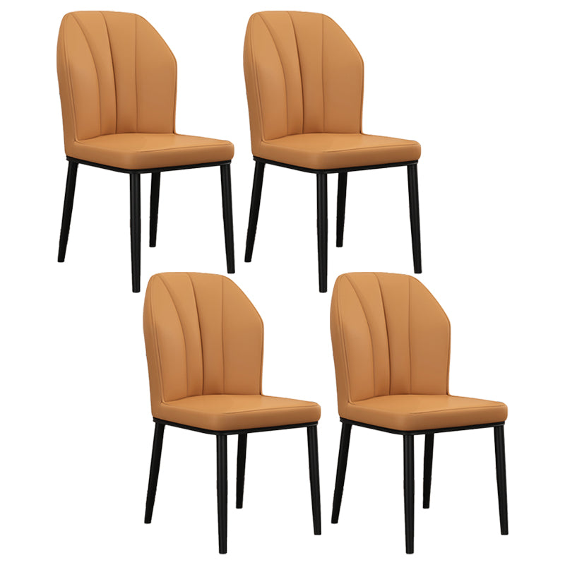 Modern Kitchen Leather Dining Chair 36"H Parsons Chair with Metal Legs Light Coffee 4 Piece Set Black Clearhalo ' kitchen&dining_furn' 'Dining Chairs' 'Dining Tables & Seating' 'dining_chair' 'furn' 'furn_dining_chair' 'Furniture' 'furniture_dining_chair' 'Kitchen & Dining Furniture' 'kitchen' 3835941