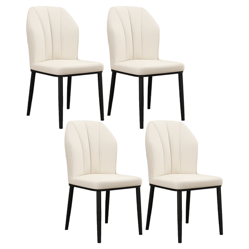 Modern Kitchen Leather Dining Chair 36"H Parsons Chair with Metal Legs Off-White 4 Piece Set Black Clearhalo ' kitchen&dining_furn' 'Dining Chairs' 'Dining Tables & Seating' 'dining_chair' 'furn' 'furn_dining_chair' 'Furniture' 'furniture_dining_chair' 'Kitchen & Dining Furniture' 'kitchen' 3835947