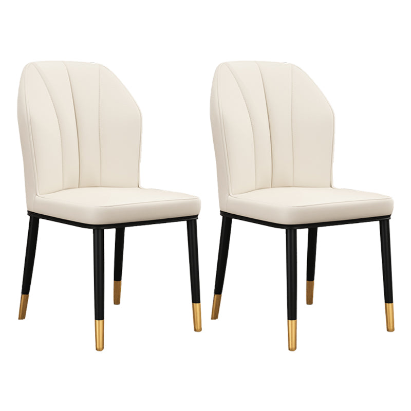 Modern Kitchen Leather Dining Chair 36"H Parsons Chair with Metal Legs Off-White 2 Piece Set Brass Gold Clearhalo ' kitchen&dining_furn' 'Dining Chairs' 'Dining Tables & Seating' 'dining_chair' 'furn' 'furn_dining_chair' 'Furniture' 'furniture_dining_chair' 'Kitchen & Dining Furniture' 'kitchen' 3835949