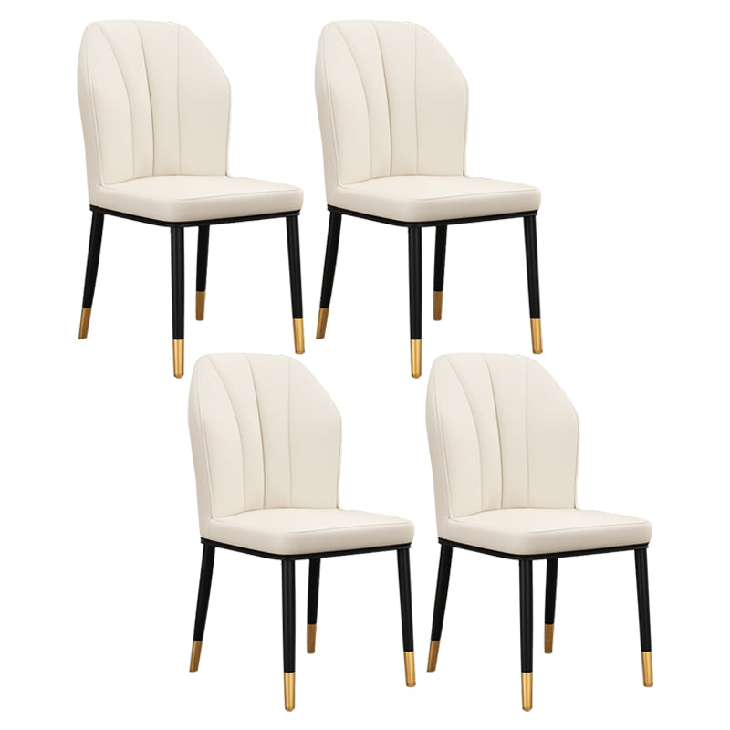 Modern Kitchen Leather Dining Chair 36"H Parsons Chair with Metal Legs Off-White 4 Piece Set Brass Gold Clearhalo ' kitchen&dining_furn' 'Dining Chairs' 'Dining Tables & Seating' 'dining_chair' 'furn' 'furn_dining_chair' 'Furniture' 'furniture_dining_chair' 'Kitchen & Dining Furniture' 'kitchen' 3835950