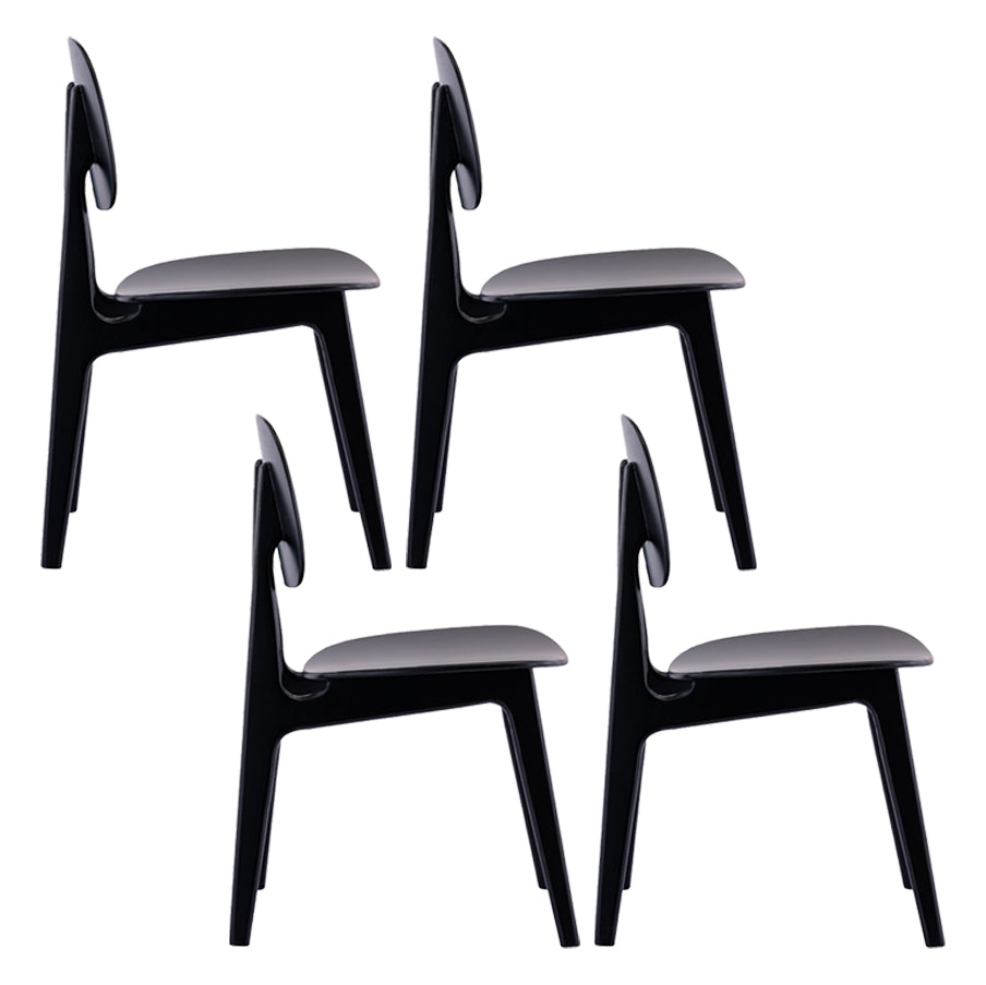 Contemporary Kitchen Dining Chair Open Back Dining Side Chair with Wooden Legs Black 4 Piece Set Clearhalo ' kitchen&dining_furn' 'Dining Chairs' 'Dining Tables & Seating' 'dining_chair' 'furn' 'furn_dining_chair' 'Furniture' 'furniture_dining_chair' 'Kitchen & Dining Furniture' 'kitchen' 3835990