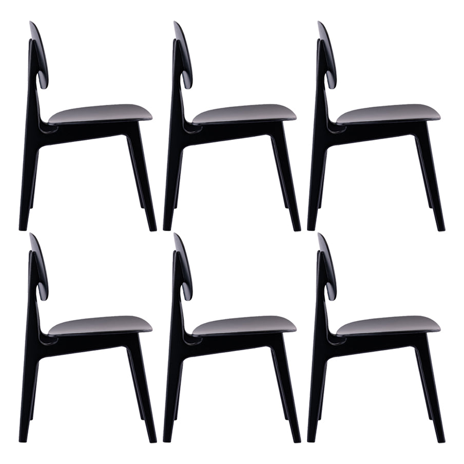 Contemporary Kitchen Dining Chair Open Back Dining Side Chair with Wooden Legs Black 6 Piece Set Clearhalo ' kitchen&dining_furn' 'Dining Chairs' 'Dining Tables & Seating' 'dining_chair' 'furn' 'furn_dining_chair' 'Furniture' 'furniture_dining_chair' 'Kitchen & Dining Furniture' 'kitchen' 3835992