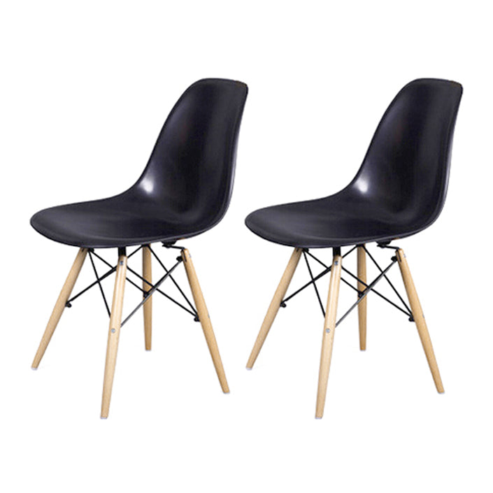 Glam Style Side Chair Set Plastic Dining Room Side Chair with Wood Legs Black Set of 2 Clearhalo ' kitchen&dining_furn' 'Dining Chairs' 'Dining Tables & Seating' 'dining_chair' 'Furniture' 'furniture_dining_chair' 'Kitchen & Dining Furniture' 'kitchen' 3836005