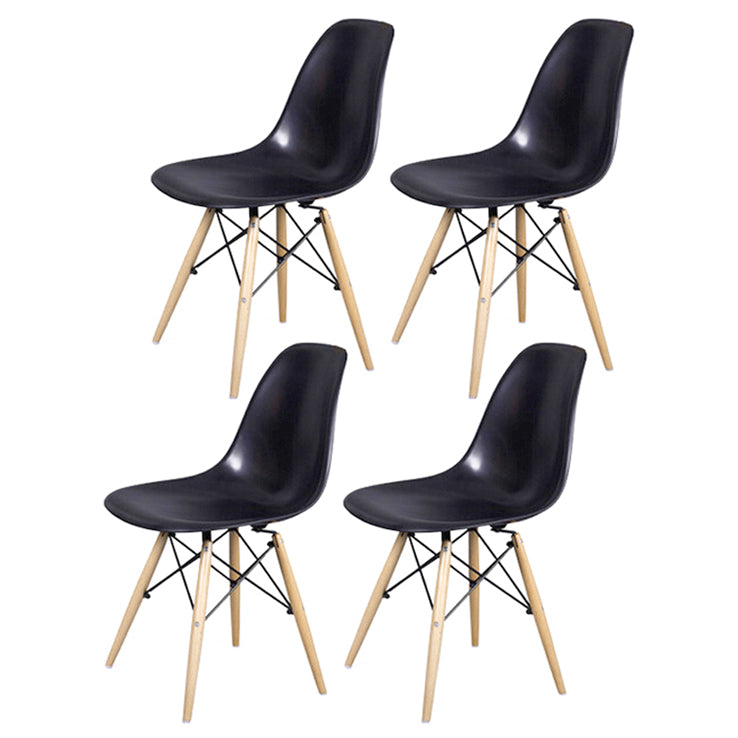 Glam Style Side Chair Set Plastic Dining Room Side Chair with Wood Legs Black Set of 4 Clearhalo ' kitchen&dining_furn' 'Dining Chairs' 'Dining Tables & Seating' 'dining_chair' 'Furniture' 'furniture_dining_chair' 'Kitchen & Dining Furniture' 'kitchen' 3836006