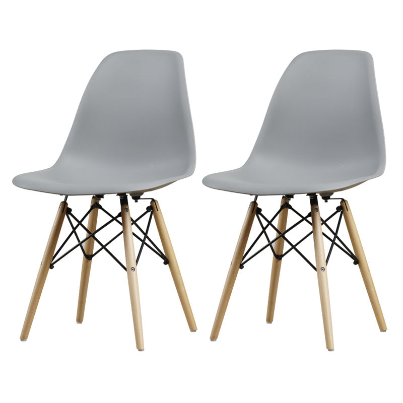 Glam Style Side Chair Set Plastic Dining Room Side Chair with Wood Legs Grey Set of 2 Clearhalo ' kitchen&dining_furn' 'Dining Chairs' 'Dining Tables & Seating' 'dining_chair' 'Furniture' 'furniture_dining_chair' 'Kitchen & Dining Furniture' 'kitchen' 3836010