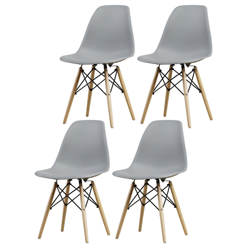 Glam Style Side Chair Set Plastic Dining Room Side Chair with Wood Legs Grey Set of 4 Clearhalo ' kitchen&dining_furn' 'Dining Chairs' 'Dining Tables & Seating' 'dining_chair' 'Furniture' 'furniture_dining_chair' 'Kitchen & Dining Furniture' 'kitchen' 3836013