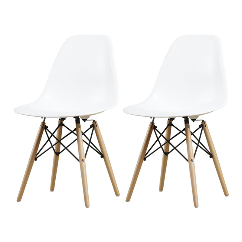 Glam Style Side Chair Set Plastic Dining Room Side Chair with Wood Legs White Set of 2 Clearhalo ' kitchen&dining_furn' 'Dining Chairs' 'Dining Tables & Seating' 'dining_chair' 'Furniture' 'furniture_dining_chair' 'Kitchen & Dining Furniture' 'kitchen' 3836015