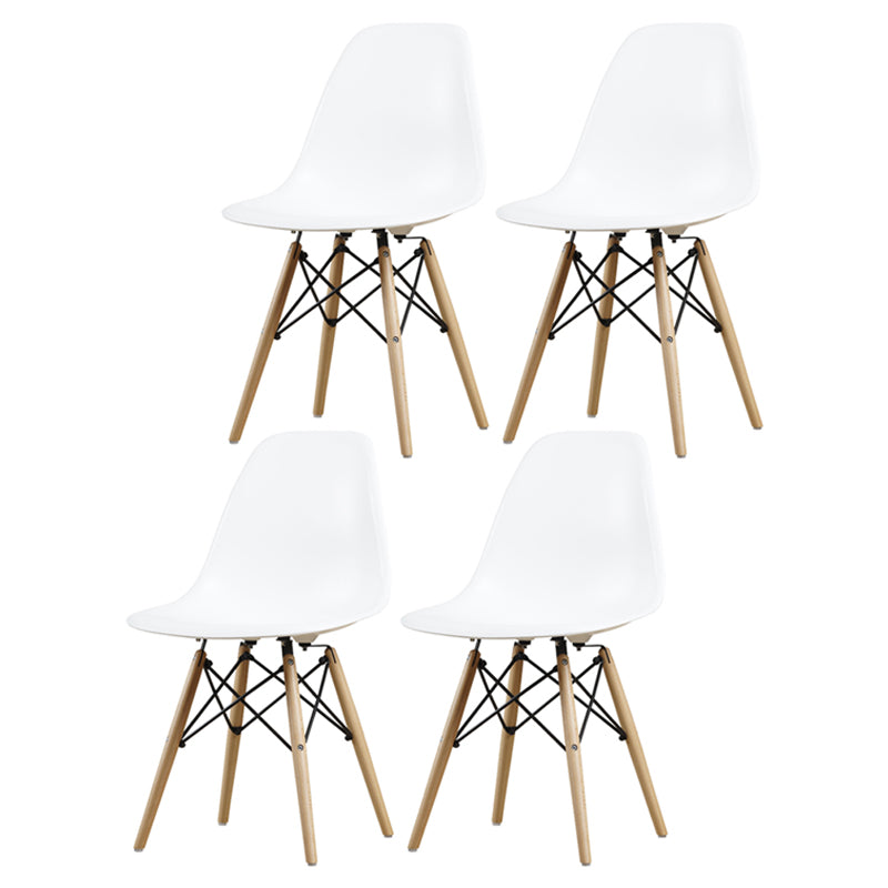 Glam Style Side Chair Set Plastic Dining Room Side Chair with Wood Legs White Set of 4 Clearhalo ' kitchen&dining_furn' 'Dining Chairs' 'Dining Tables & Seating' 'dining_chair' 'Furniture' 'furniture_dining_chair' 'Kitchen & Dining Furniture' 'kitchen' 3836017