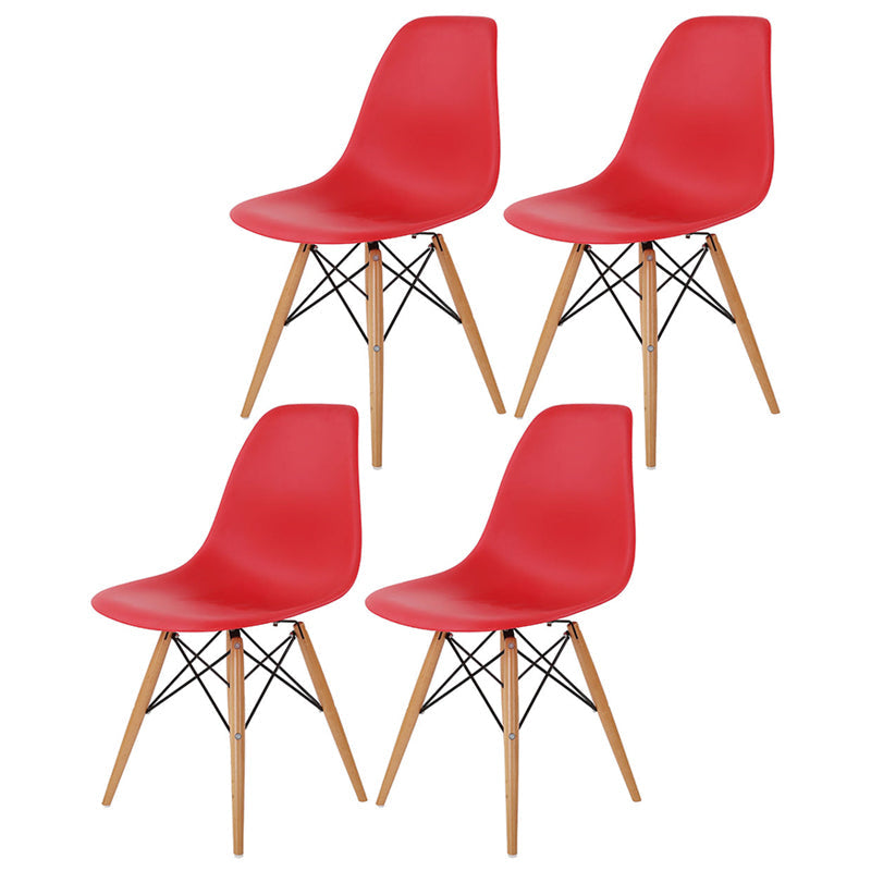 Glam Style Side Chair Set Plastic Dining Room Side Chair with Wood Legs Red Set of 4 Clearhalo ' kitchen&dining_furn' 'Dining Chairs' 'Dining Tables & Seating' 'dining_chair' 'Furniture' 'furniture_dining_chair' 'Kitchen & Dining Furniture' 'kitchen' 3836022