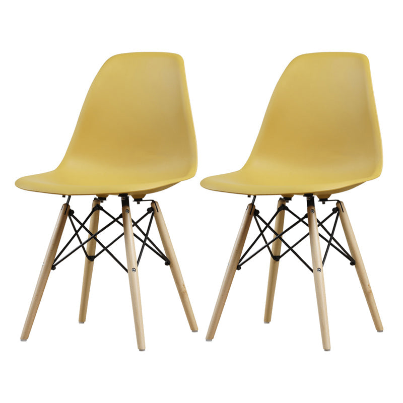 Glam Style Side Chair Set Plastic Dining Room Side Chair with Wood Legs Yellow Set of 2 Clearhalo ' kitchen&dining_furn' 'Dining Chairs' 'Dining Tables & Seating' 'dining_chair' 'Furniture' 'furniture_dining_chair' 'Kitchen & Dining Furniture' 'kitchen' 3836024