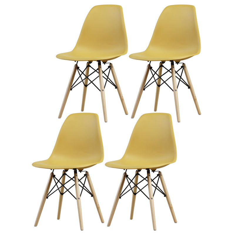 Glam Style Side Chair Set Plastic Dining Room Side Chair with Wood Legs Yellow Set of 4 Clearhalo ' kitchen&dining_furn' 'Dining Chairs' 'Dining Tables & Seating' 'dining_chair' 'Furniture' 'furniture_dining_chair' 'Kitchen & Dining Furniture' 'kitchen' 3836025
