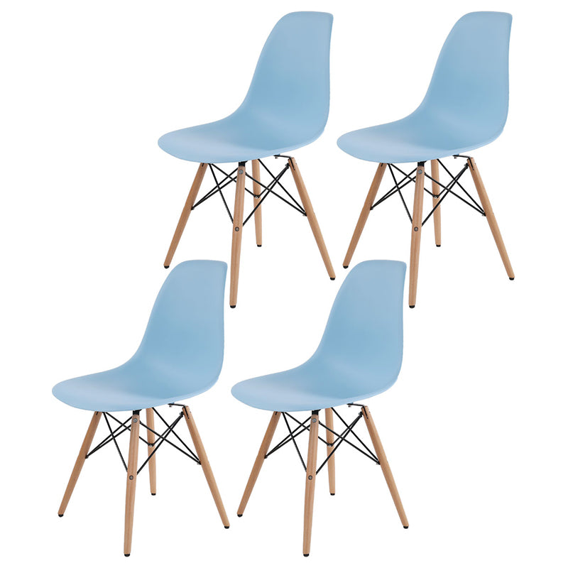 Glam Style Side Chair Set Plastic Dining Room Side Chair with Wood Legs Blue Set of 4 Clearhalo ' kitchen&dining_furn' 'Dining Chairs' 'Dining Tables & Seating' 'dining_chair' 'Furniture' 'furniture_dining_chair' 'Kitchen & Dining Furniture' 'kitchen' 3836028