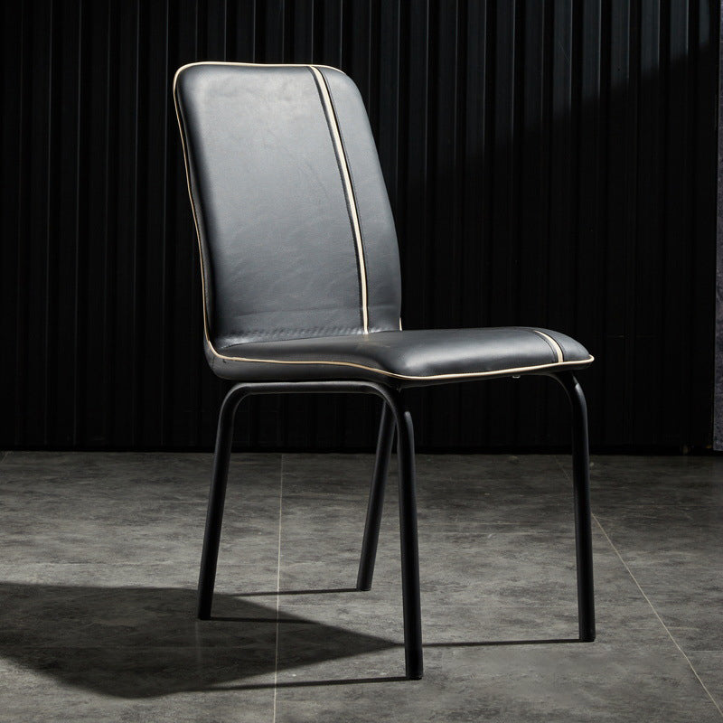 Modern Upholstered Side Dining Chairs Leather Solid Back Armless Chairs Black 1 Piece Clearhalo ' kitchen&dining_furn' 'Dining Chairs' 'Dining Tables & Seating' 'dining_chair' 'Furniture' 'furniture_dining_chair' 'Kitchen & Dining Furniture' 'kitchen' 3836036