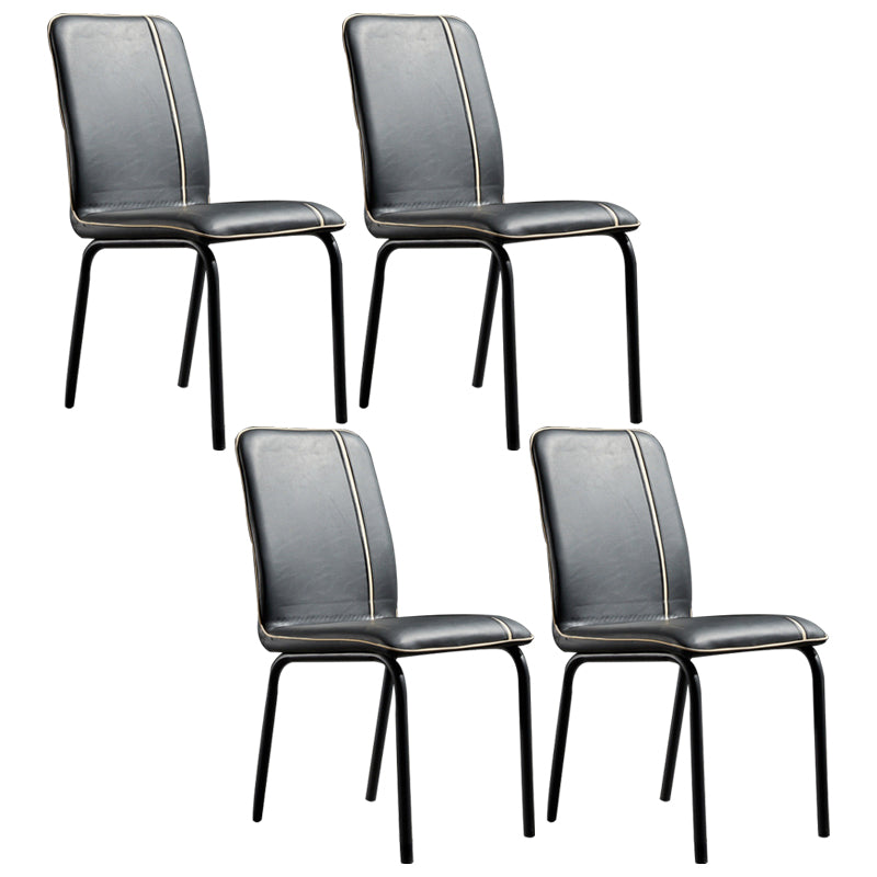 Modern Upholstered Side Dining Chairs Leather Solid Back Armless Chairs Black Set of 4 Clearhalo ' kitchen&dining_furn' 'Dining Chairs' 'Dining Tables & Seating' 'dining_chair' 'Furniture' 'furniture_dining_chair' 'Kitchen & Dining Furniture' 'kitchen' 3836039