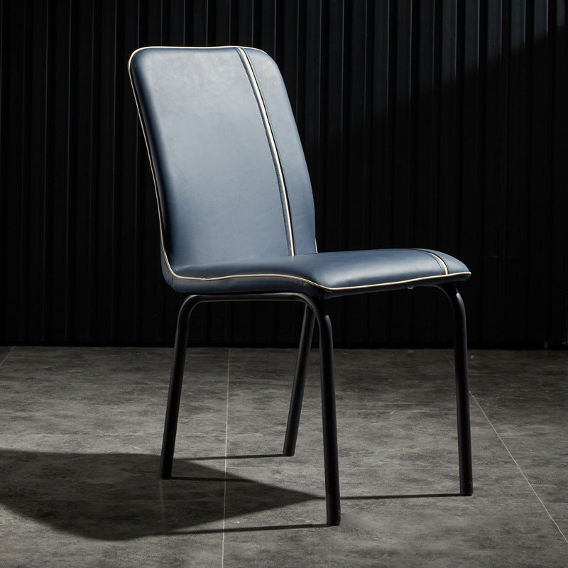 Modern Upholstered Side Dining Chairs Leather Solid Back Armless Chairs Blue 1 Piece Clearhalo ' kitchen&dining_furn' 'Dining Chairs' 'Dining Tables & Seating' 'dining_chair' 'Furniture' 'furniture_dining_chair' 'Kitchen & Dining Furniture' 'kitchen' 3836042