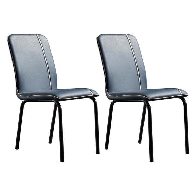 Modern Upholstered Side Dining Chairs Leather Solid Back Armless Chairs Blue Set of 2 Clearhalo ' kitchen&dining_furn' 'Dining Chairs' 'Dining Tables & Seating' 'dining_chair' 'Furniture' 'furniture_dining_chair' 'Kitchen & Dining Furniture' 'kitchen' 3836044