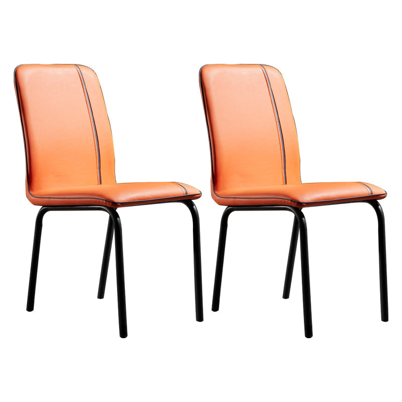 Modern Upholstered Side Dining Chairs Leather Solid Back Armless Chairs Orange Set of 2 Clearhalo ' kitchen&dining_furn' 'Dining Chairs' 'Dining Tables & Seating' 'dining_chair' 'Furniture' 'furniture_dining_chair' 'Kitchen & Dining Furniture' 'kitchen' 3836055