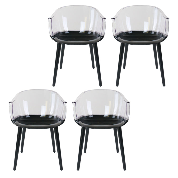 Glam Style Transparent Acrylic Arm Chair Multicolor Dining Arm Chair for Home White Set of 4 Clearhalo ' kitchen&dining_furn' 'Dining Chairs' 'Dining Tables & Seating' 'dining_chair' 'Furniture' 'furniture_dining_chair' 'Kitchen & Dining Furniture' 'kitchen' 3836098