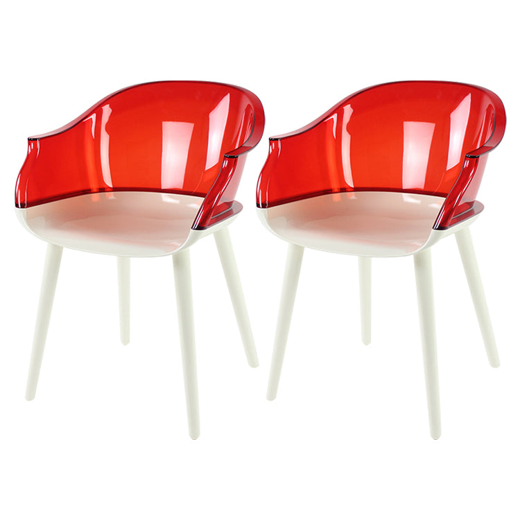 Glam Style Transparent Acrylic Arm Chair Multicolor Dining Arm Chair for Home Burgundy Set of 2 Clearhalo ' kitchen&dining_furn' 'Dining Chairs' 'Dining Tables & Seating' 'dining_chair' 'Furniture' 'furniture_dining_chair' 'Kitchen & Dining Furniture' 'kitchen' 3836100