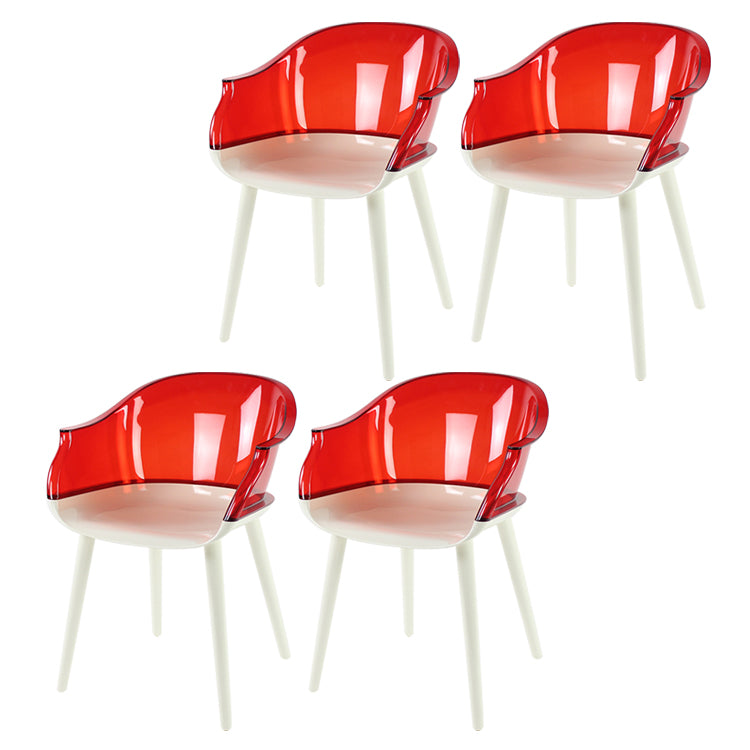 Glam Style Transparent Acrylic Arm Chair Multicolor Dining Arm Chair for Home Burgundy Set of 4 Clearhalo ' kitchen&dining_furn' 'Dining Chairs' 'Dining Tables & Seating' 'dining_chair' 'Furniture' 'furniture_dining_chair' 'Kitchen & Dining Furniture' 'kitchen' 3836101